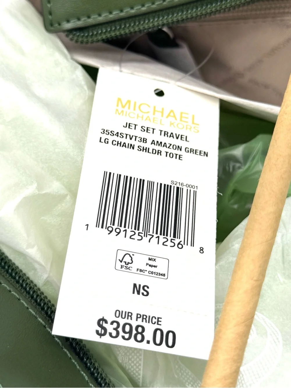 Michael Kors Jet Set Large Signature Logo Shoulder Bag - Amazon Green
